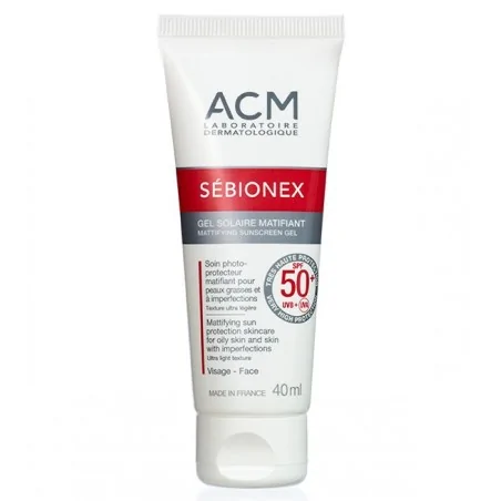 acm sebionex spf 50 gel solaire matifiant 40ml