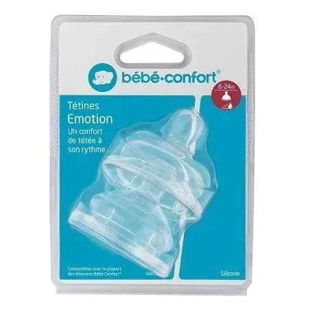 bebe confort tetines emotion t2 3 vitesses 624m silicone x2 6999