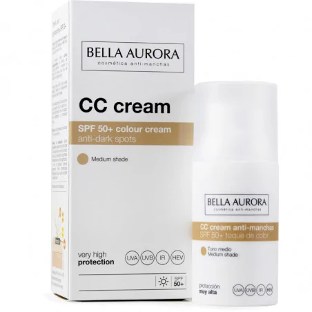 bella aurora cc creme anti taches spf50 teinte medium 30ml