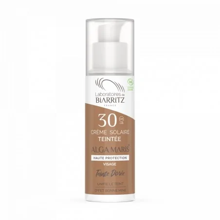 biarritz algamaris creme solaire visage teintee spf30 doree