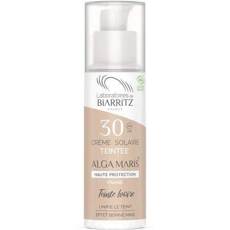 biarritz algamaris creme solaire visage teintee spf30 ivoire