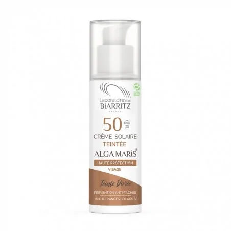 biarritz creme solaire visage teintee dore spf50 50ml