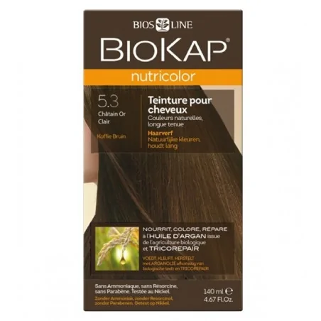 biokap nutricolor teinture pour cheveux chatain or clair 53