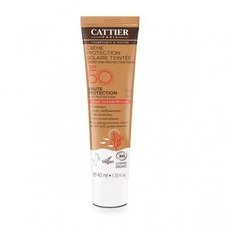 cattier creme protection solaire teintee spf 50 bio 40 ml