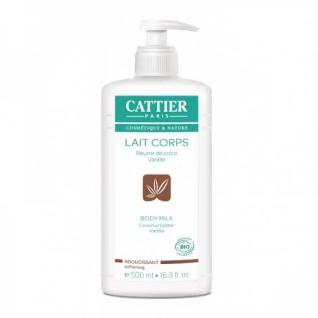 cattier lait corps adoucissant vanille extrait de coco 500ml