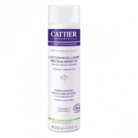 cattier lotion micellaire reequilibrante bio visage yeux et levres ondeee merveilleuse 200 ml