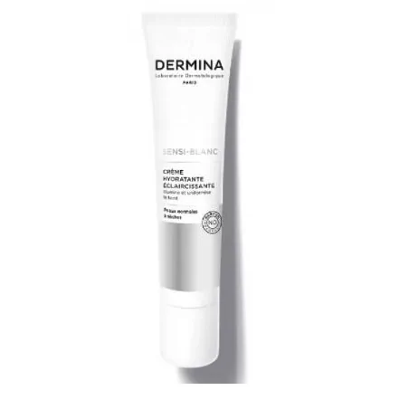 dermina sensi blanc creme hydratante eclaircissante peaux normales a seches 40ml