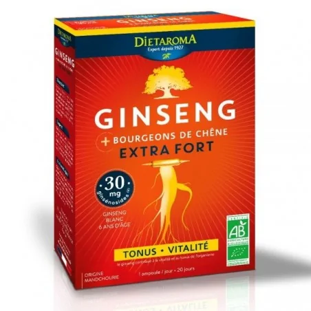 dietaroma ginseng extra fort bio tonus et vitalite 20 ampoules