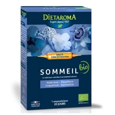 dietaroma sommeil bio valeriane passiflore coquilicot escholtzia 20 ampoules