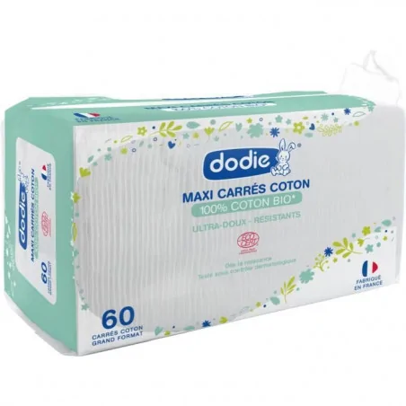 dodie maxi carres coton 3en1 siege visage mains 100 coton x60u