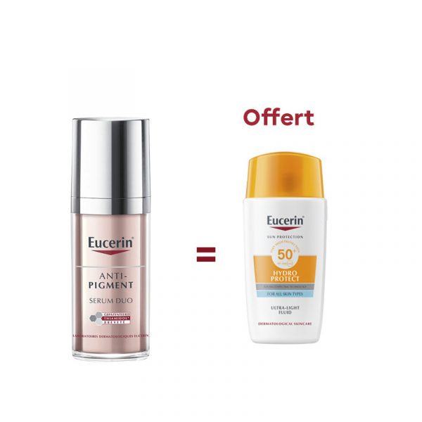 eucerin anti pigment serum duo 30ml achete hydro protect fluide ultra leger spf 50 offert