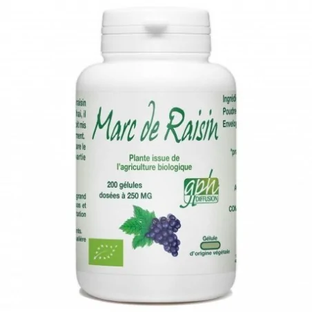 gph diffusion marc de raisin bio 250mg 200 gelules vegetales