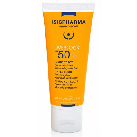 isispharma uveblock spf50 fluide teinte tres haute protection 40ml