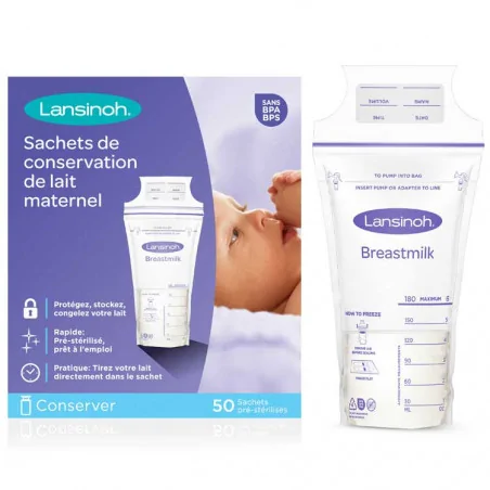 lansinoh sachets de conservation du lait maternel 50u