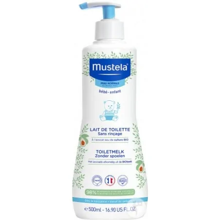 mustela lait de toilette visage et siege peau seche 500ml