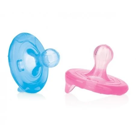 nuby 2 sucettes 100 silicone natural flex cerise 6 36m nv0202002mcs