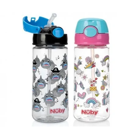 nuby goblet paille souple et bouton push en tritan 540 ml 3 ans 20 nv0414023