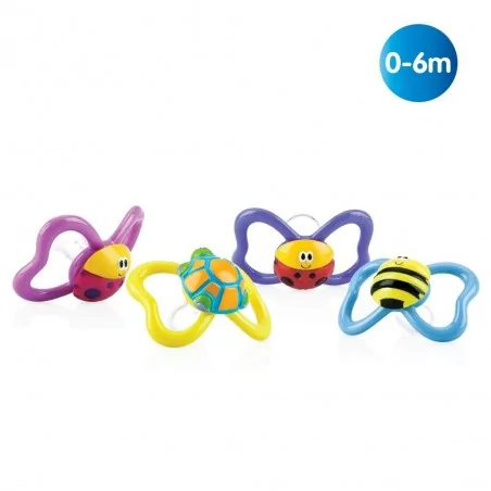 nuby sucette en silicone paci pals forme ovale avec picots de massage 0 6 mois id5880sfsn1