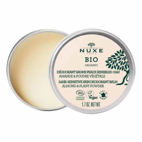 nuxe bio organic deodorant baume peaux sensibles 24h 50g