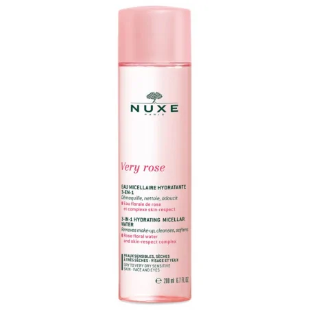 nuxe very rose eau demaquillante peaux sensibles seches a tres seches 200ml