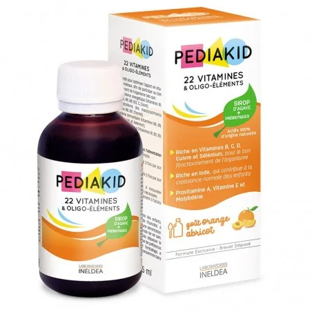 pediakid 22 vitamines et oligo elements 125lml