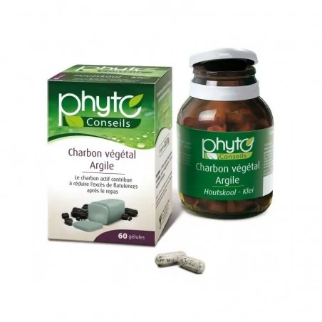 phyto conseils argile verte charbon vegetal 100 gelules digestion transit