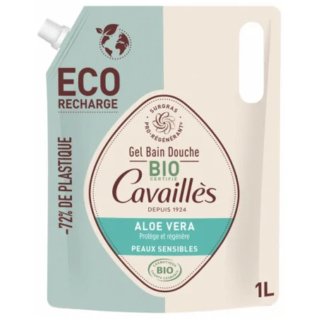 roge cavailles eco recharge 1l gel bain et douche aloe vera bio