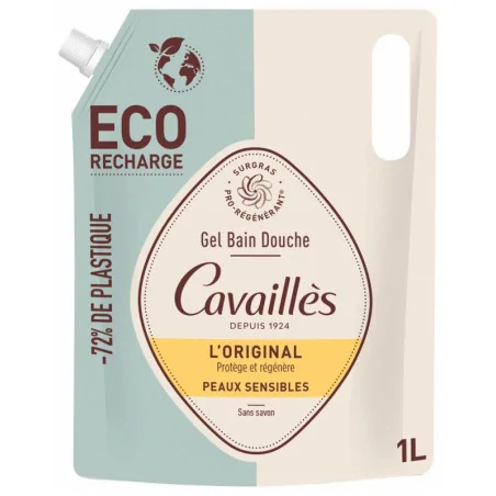 roge cavailles eco recharge 1l gel bain et douche l original