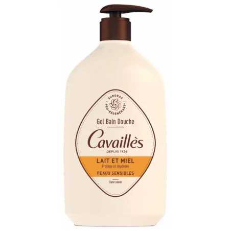 roge cavailles gel surgras actif bain douche lait et miel 1l