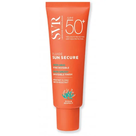 svr solaire sun secure fluide peaux hypersensibles au soleil spf50 50ml